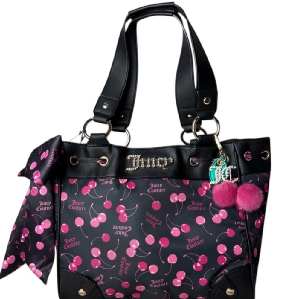 Juicy Couture Black and Pink Cherry Tote